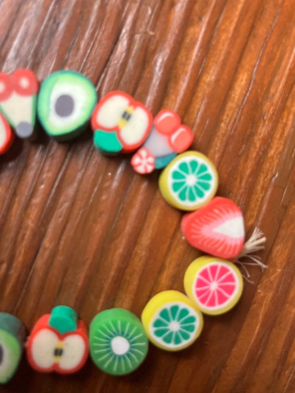 🌈 Set of 4 Handmade Y2K Polymer Clay Bead Bracelets | Kawaii Fruit & Floral